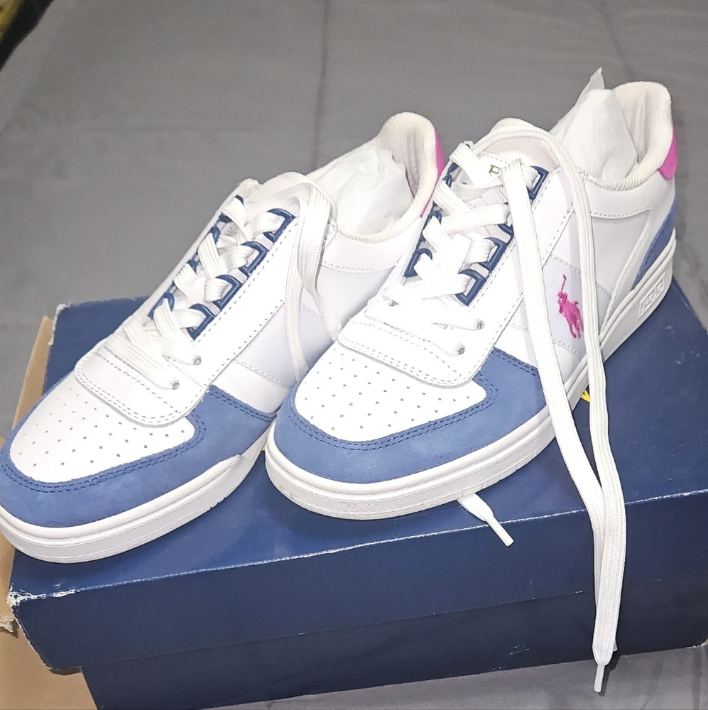 Polo Ralph Lauren White and Blue Sneakers